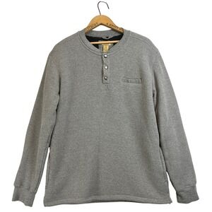 Telluride Clothing Company Mens M L Gray Waffle Knit Sherpa‎ Lined Henley Shirt